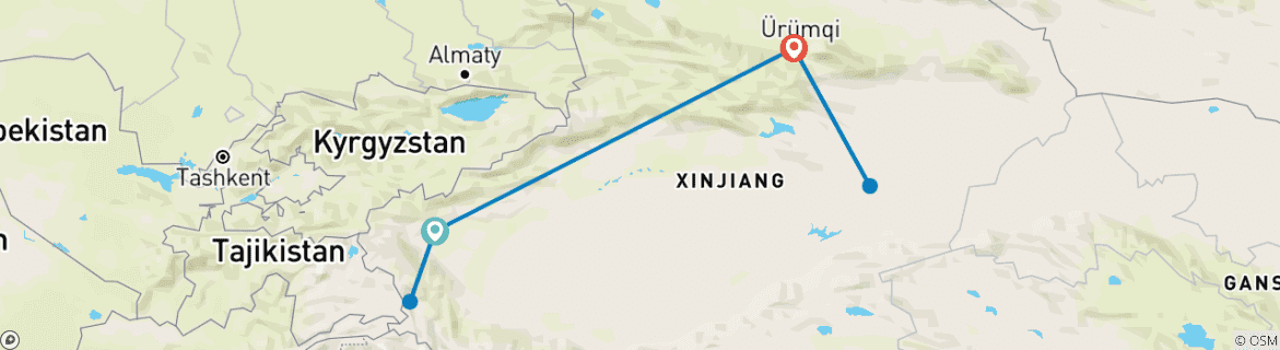 Carte du circuit 7 jours - Best of XINJIANG - Circuit en petit groupe