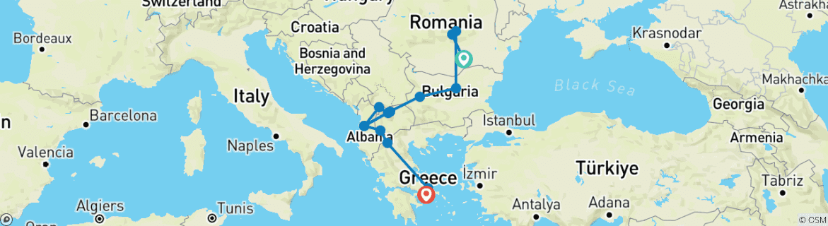 Image d'une carte montrant l'itinéraire du circuit