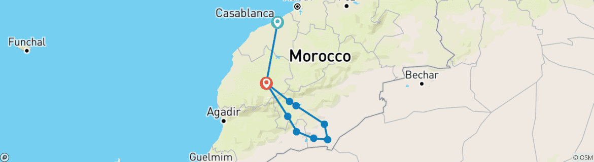 Image d'une carte montrant l'itinéraire du circuit