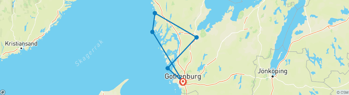 Karte mit der Reiseroute