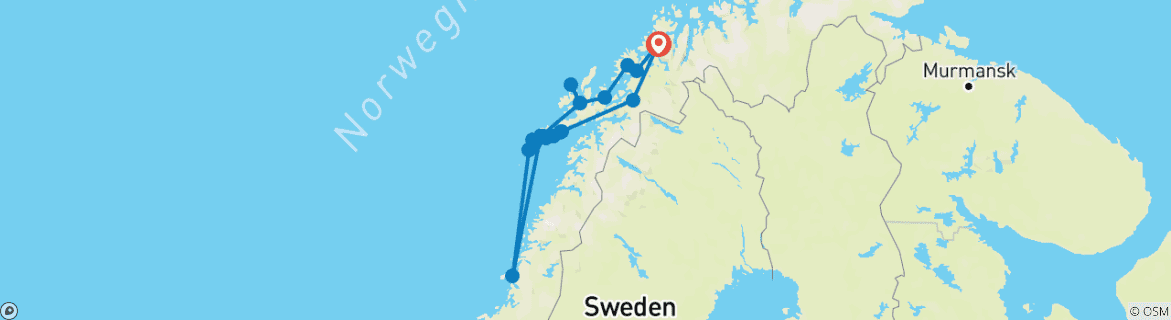 Karte mit der Reiseroute