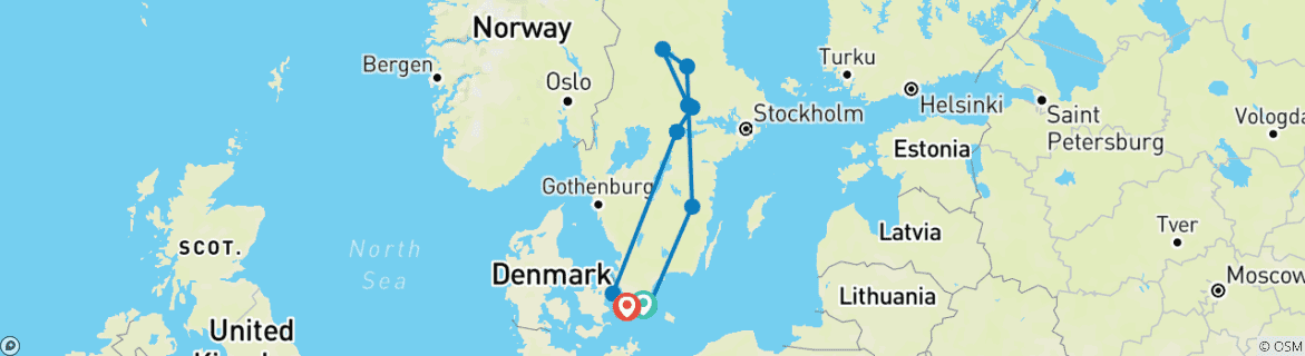 Foto van een kaart met de route van de rondreis