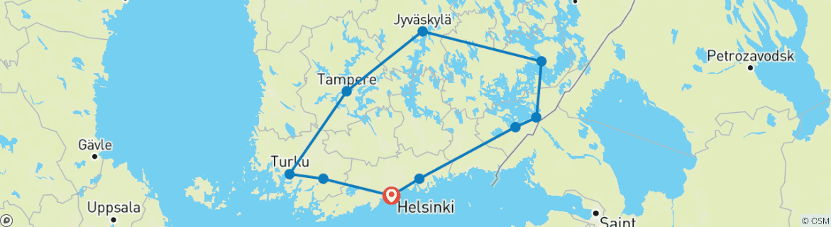 Karte mit der Reiseroute