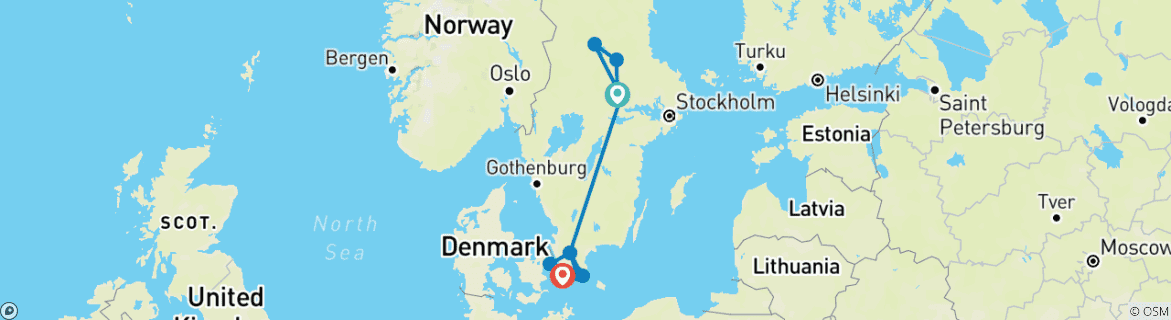 Foto van een kaart met de route van de rondreis