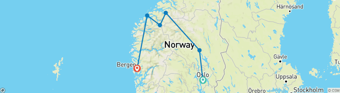 Karte mit der Reiseroute