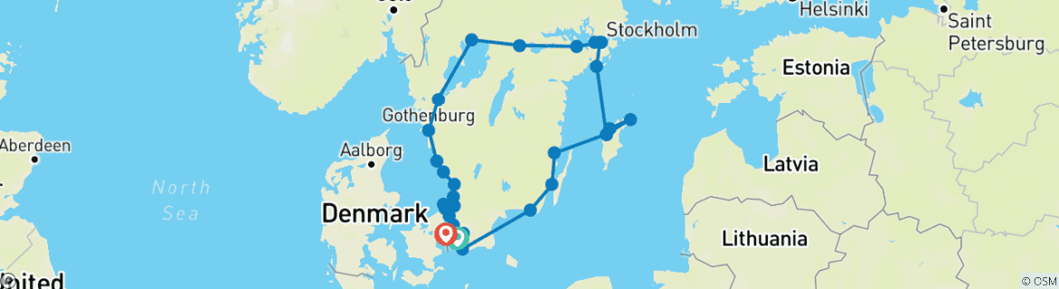 Image d'une carte montrant l'itinéraire du circuit