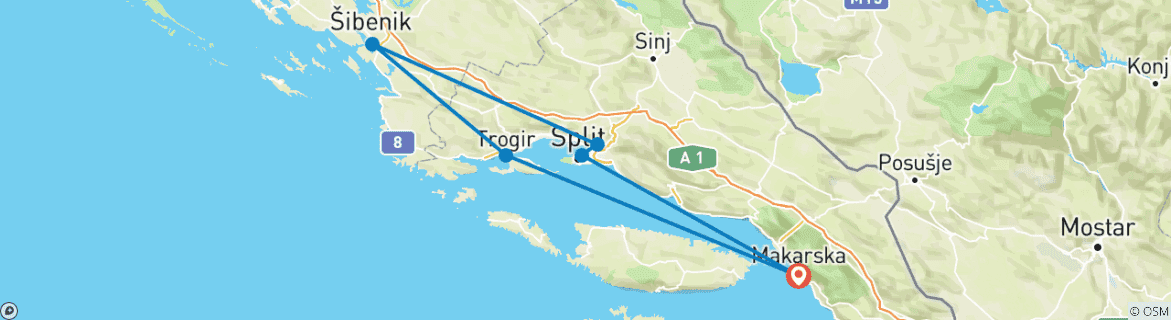 Image d'une carte montrant l'itinéraire du circuit