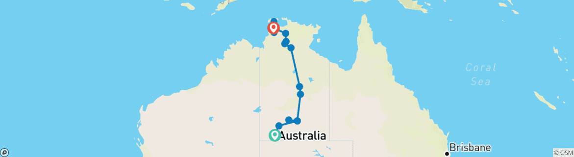 Foto van een kaart met de route van de rondreis