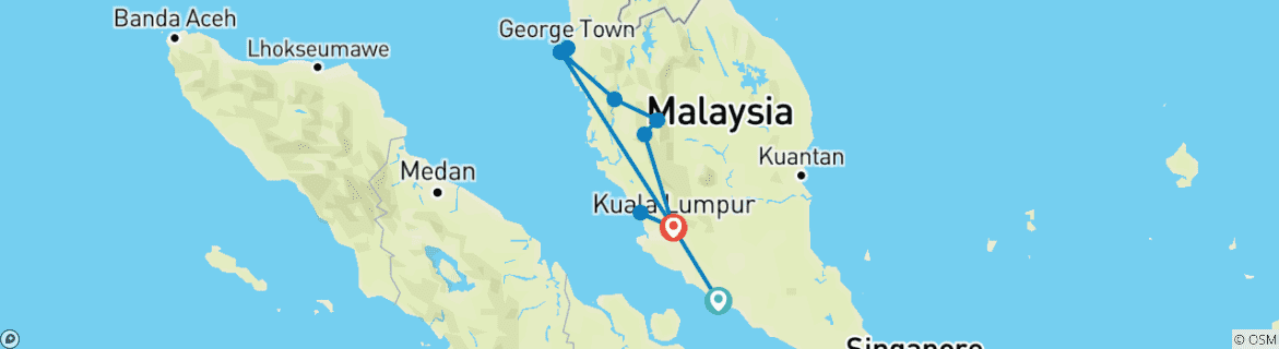 Karte mit der Reiseroute