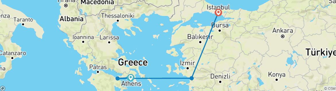 Foto van een kaart met de route van de rondreis