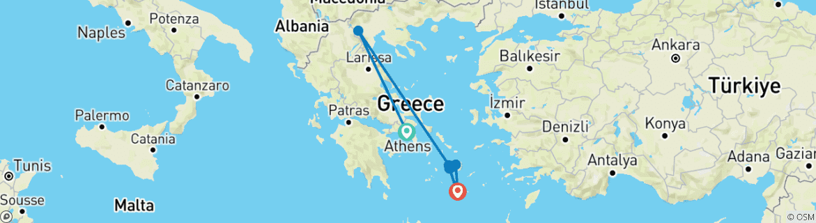 Image d'une carte montrant l'itinéraire du circuit