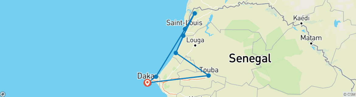 Image d'une carte montrant l'itinéraire du circuit