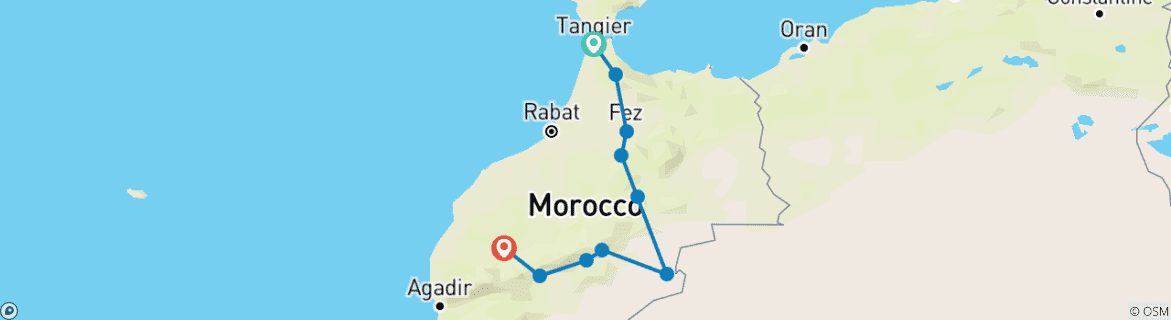 Image d'une carte montrant l'itinéraire du circuit