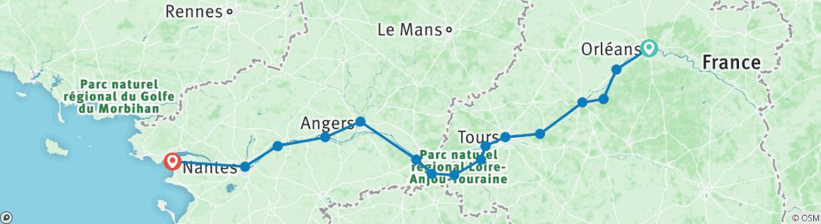 distance from orleans to tours