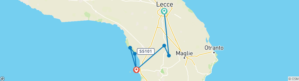 Image d'une carte montrant l'itinéraire du circuit