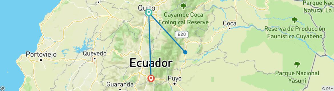 Image d'une carte montrant l'itinéraire du circuit