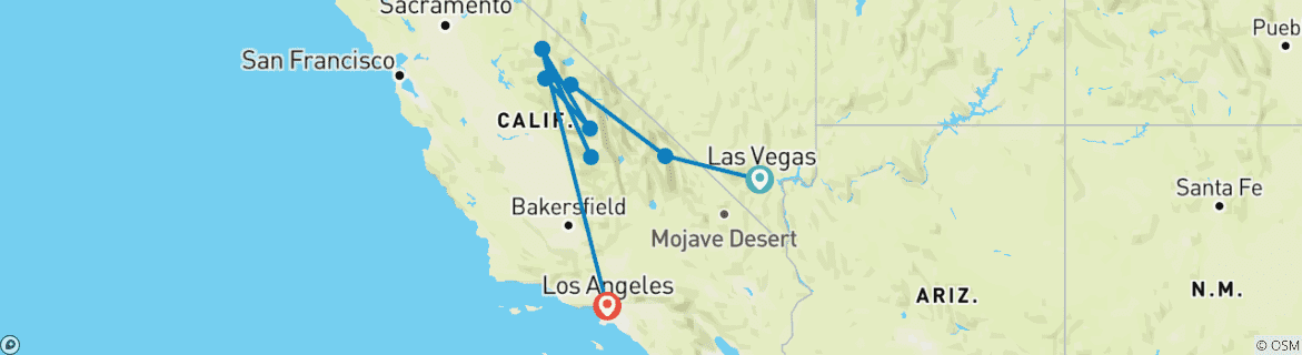 Foto van een kaart met de route van de rondreis