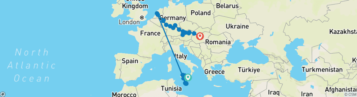 Image d'une carte montrant l'itinéraire du circuit