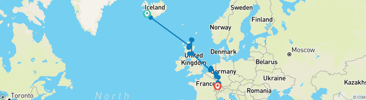 Image d'une carte montrant l'itinéraire du circuit