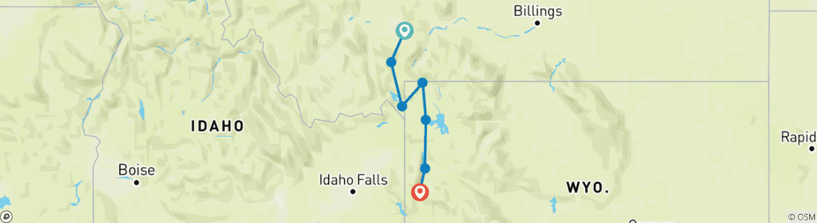 Image d'une carte montrant l'itinéraire du circuit