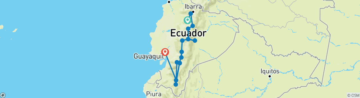 Karte mit der Reiseroute