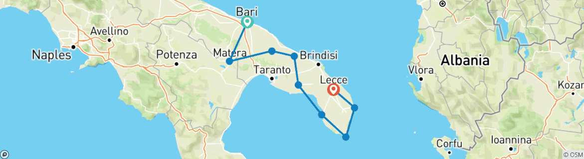 Image d'une carte montrant l'itinéraire du circuit