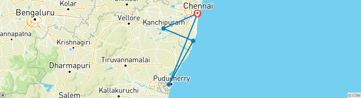 Image d'une carte montrant l'itinéraire du circuit