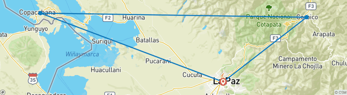 Image d'une carte montrant l'itinéraire du circuit