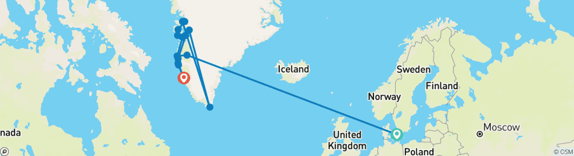 Karte mit der Reiseroute