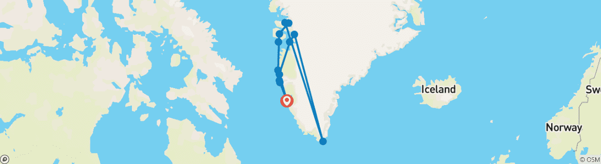 Image d'une carte montrant l'itinéraire du circuit