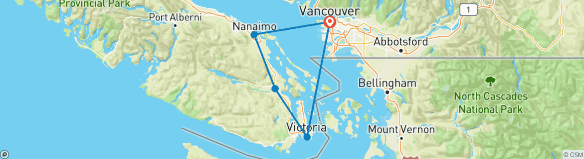 Image d'une carte montrant l'itinéraire du circuit