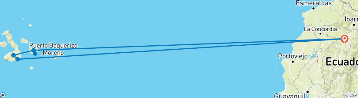 Foto van een kaart met de route van de rondreis