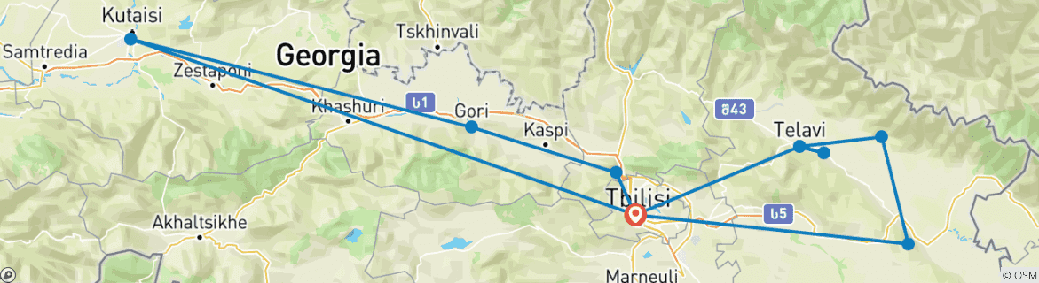 Mapa de Explorador de Invierno de Georgia - 7 días