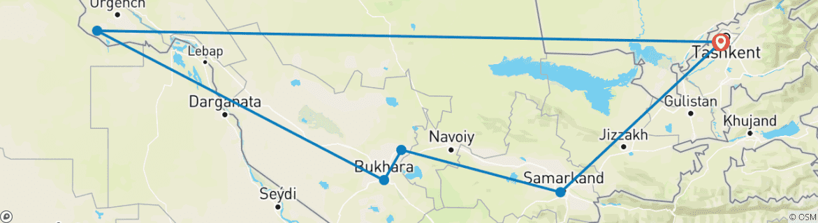 Image d'une carte montrant l'itinéraire du circuit