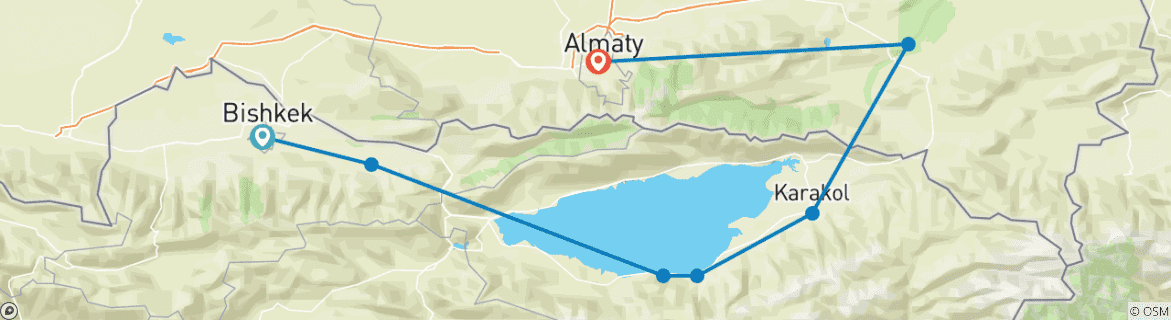 Image d'une carte montrant l'itinéraire du circuit