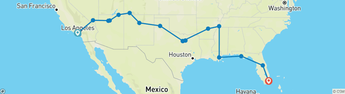 Image d'une carte montrant l'itinéraire du circuit