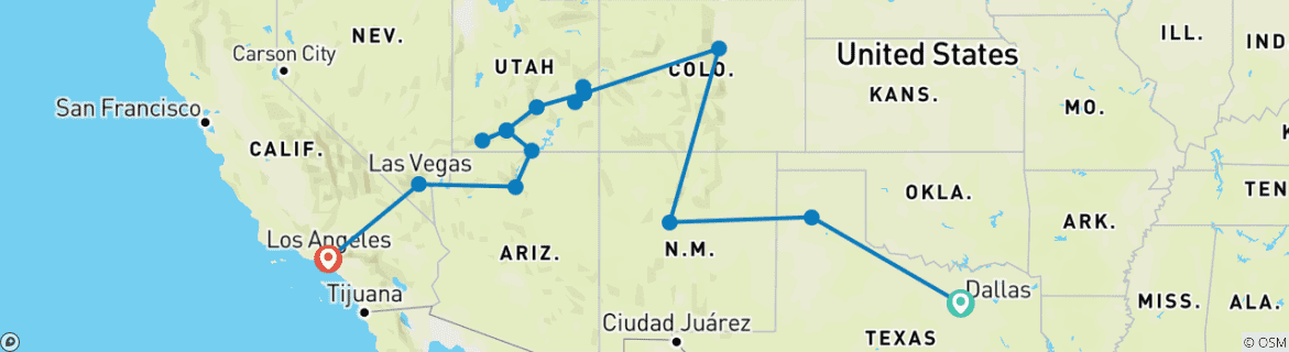 Image d'une carte montrant l'itinéraire du circuit