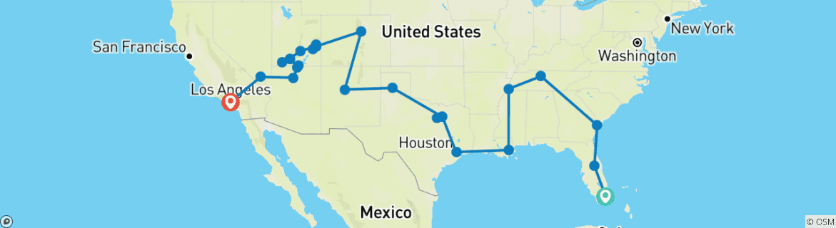 Foto van een kaart met de route van de rondreis