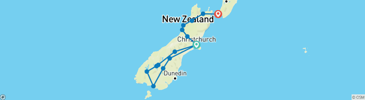 Foto van een kaart met de route van de rondreis