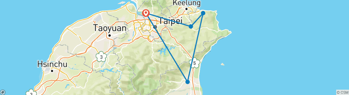 Image d'une carte montrant l'itinéraire du circuit