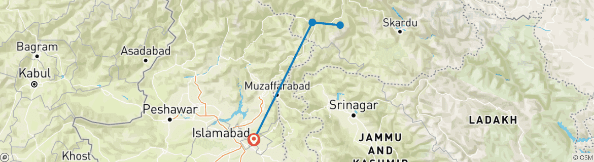 Carte du circuit 6 jours d'aventure à Fairy Meadows et Nanga Parbat - Tout compris