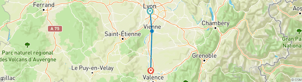 Image d'une carte montrant l'itinéraire du circuit