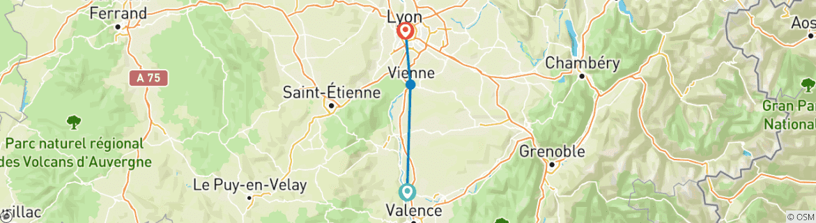 Image d'une carte montrant l'itinéraire du circuit