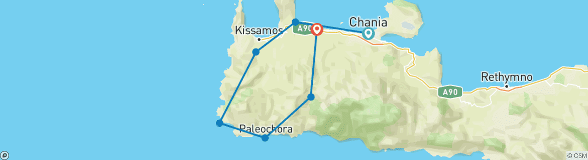 Image d'une carte montrant l'itinéraire du circuit