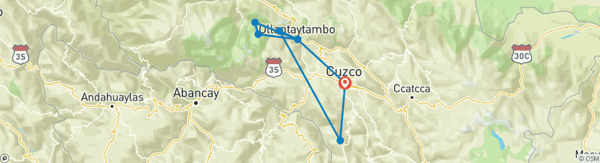 Image d'une carte montrant l'itinéraire du circuit