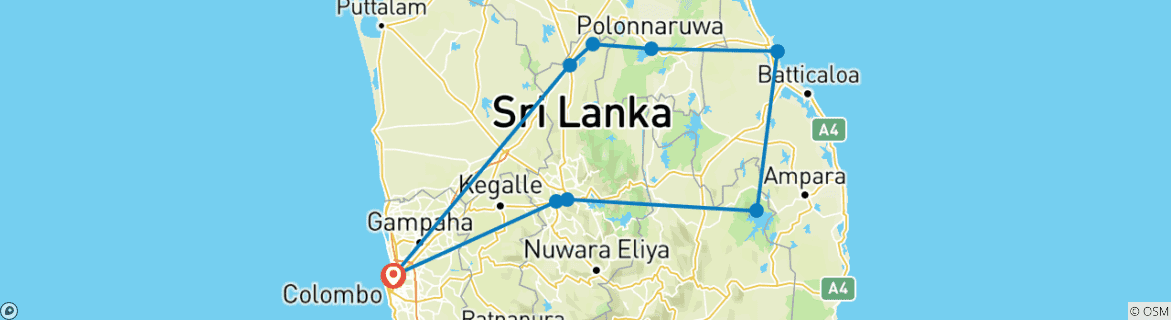 Karte mit der Reiseroute