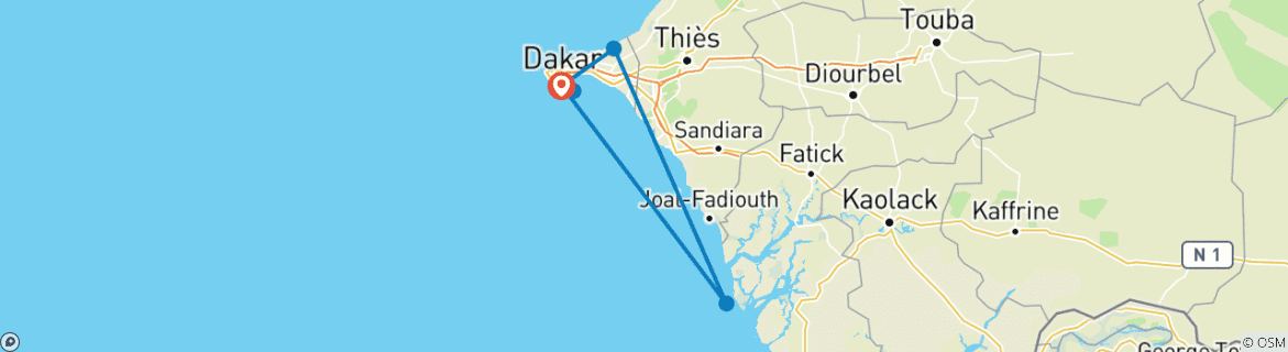 Foto van een kaart met de route van de rondreis