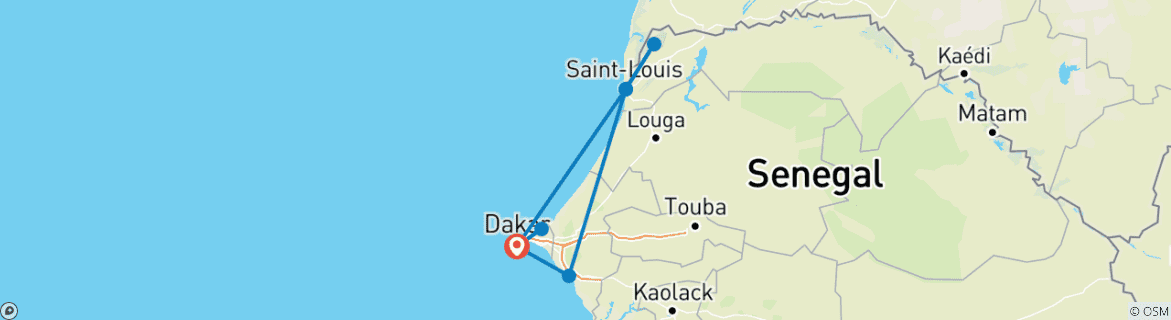 Image d'une carte montrant l'itinéraire du circuit