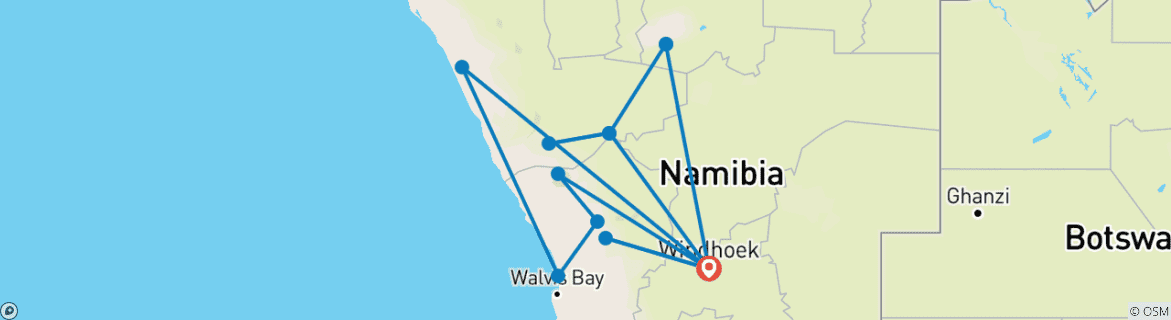 Image d'une carte montrant l'itinéraire du circuit