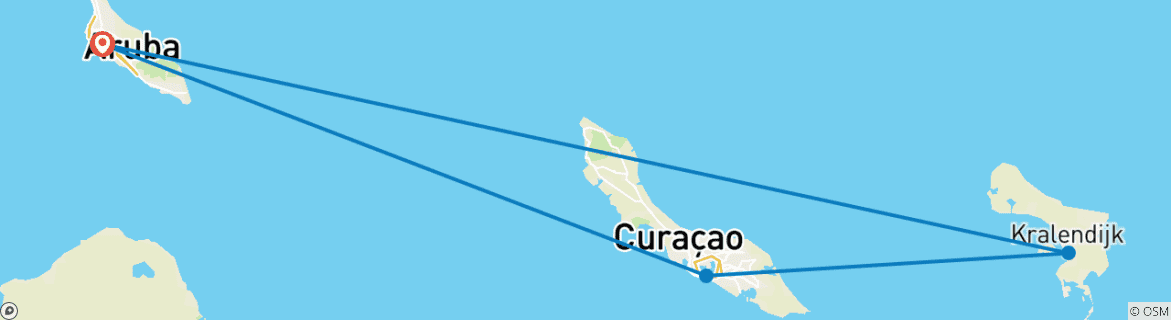 Carte du circuit Aruba, Bonaire et Curaçao : Évasion dans les Caraïbes 8 jours